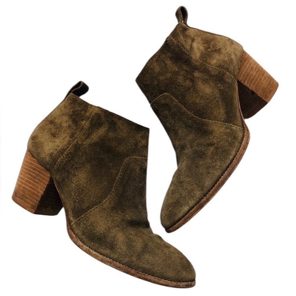 Madewell The Brenner Boot Women 7.5 Brown G8041 Ankle Suede Block Heel